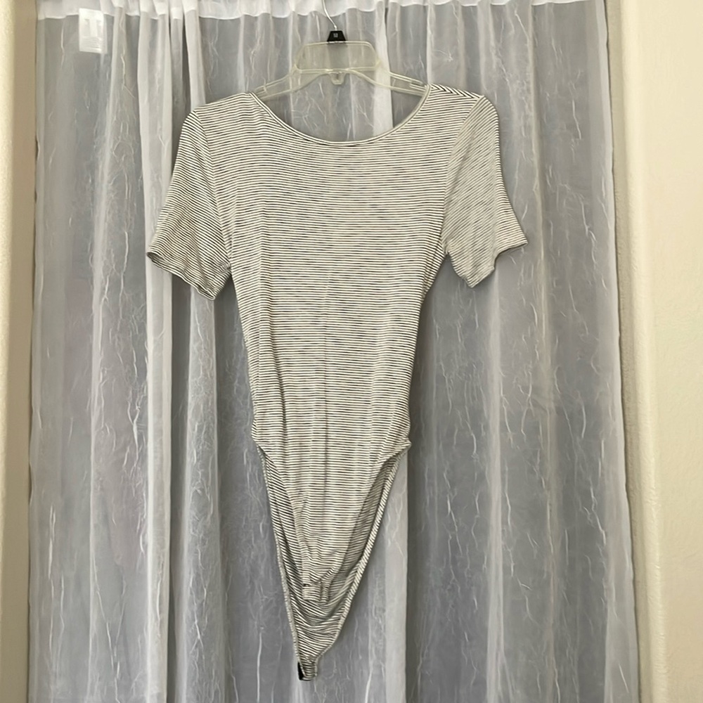 Lush Striped Bodysuit with Open Back Pattern